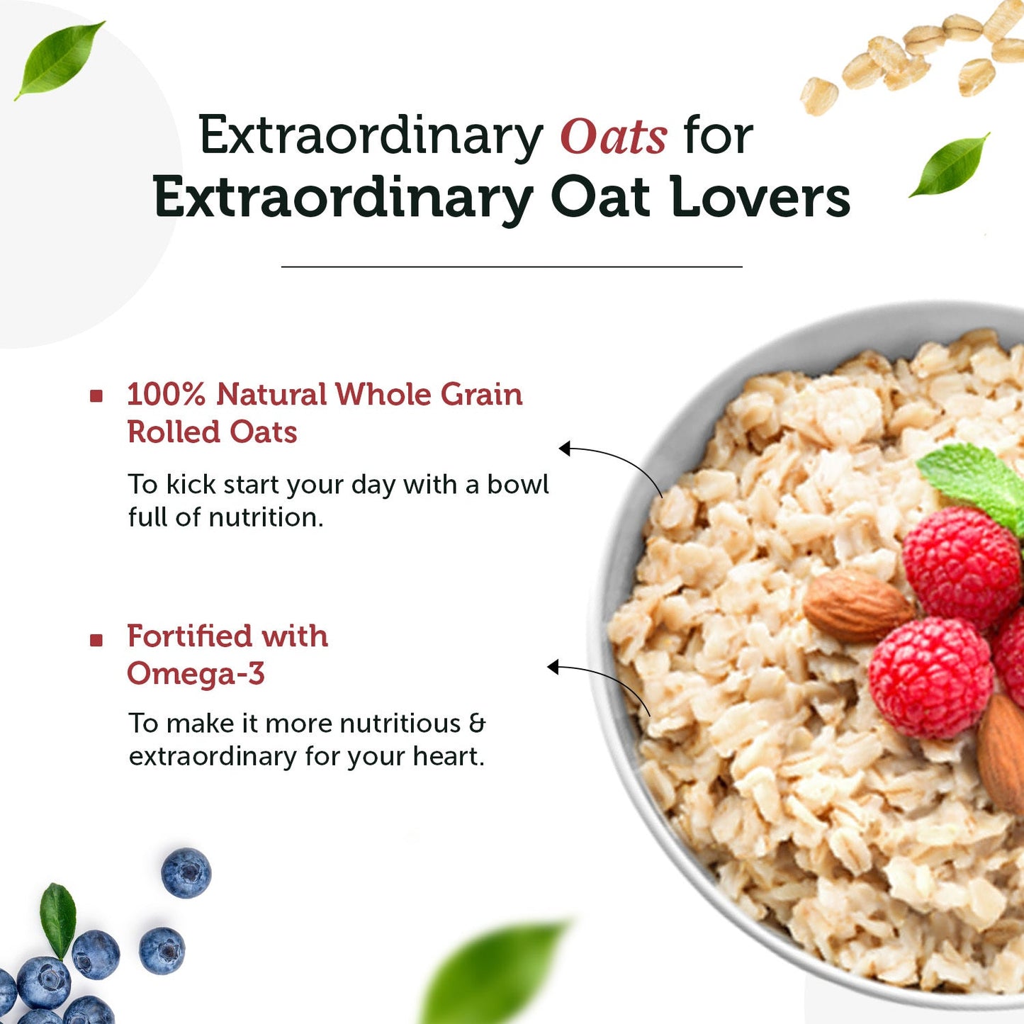 Natural Omega Rolled Oats for Weight Management With Gluten Free for Men and Women