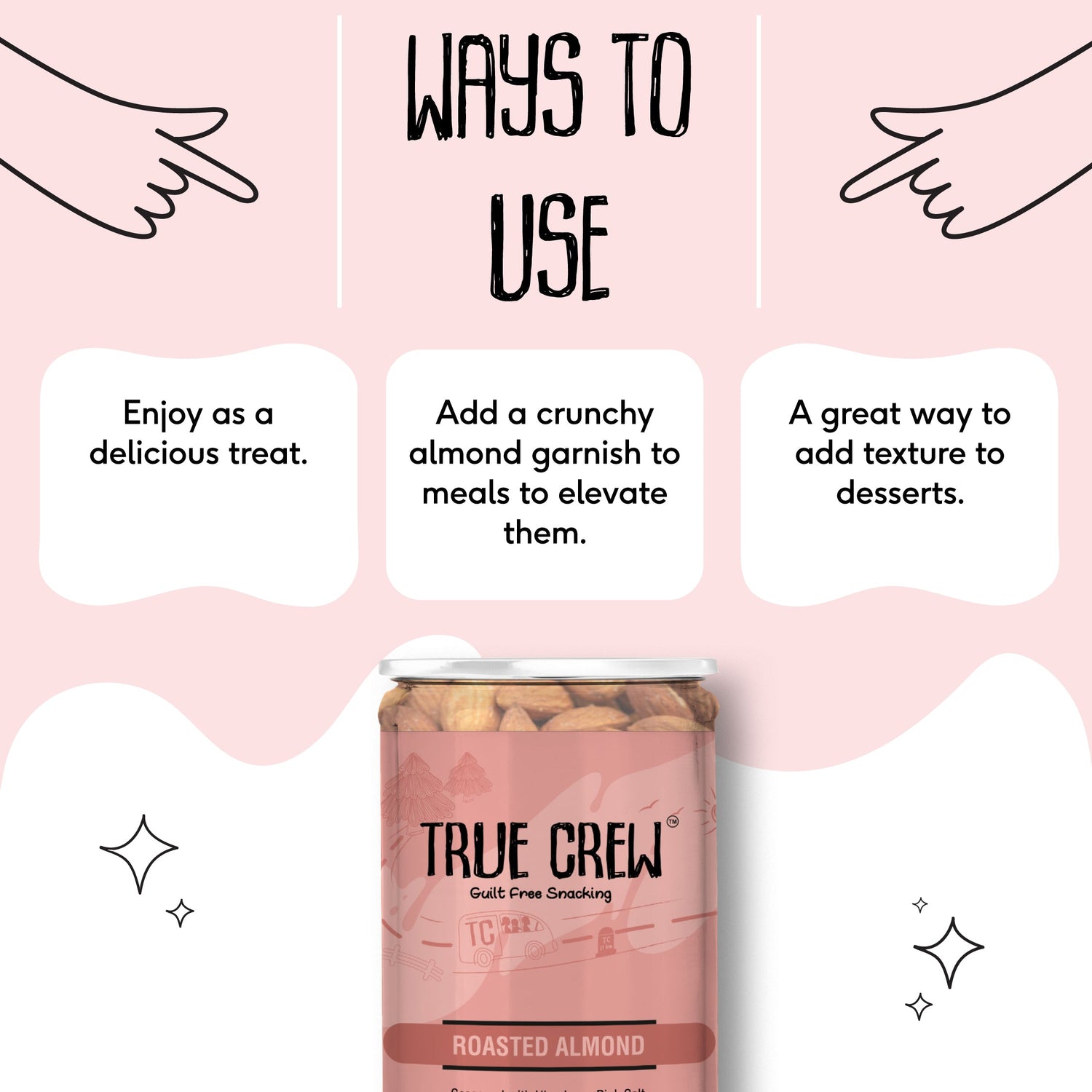 TRUE CREW Roasted Almonds 120 g Jar