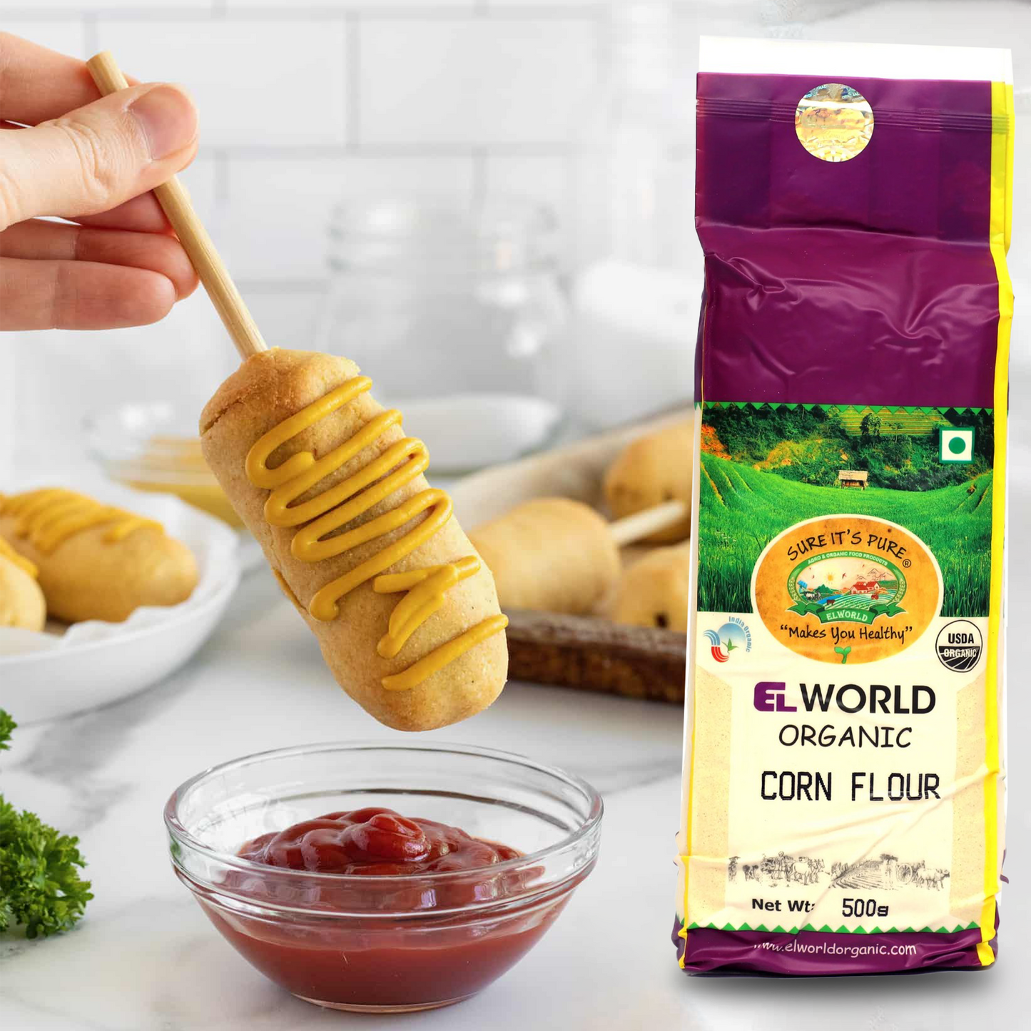 Elworld Agro & Organic Food Products Corn Flour 500 g