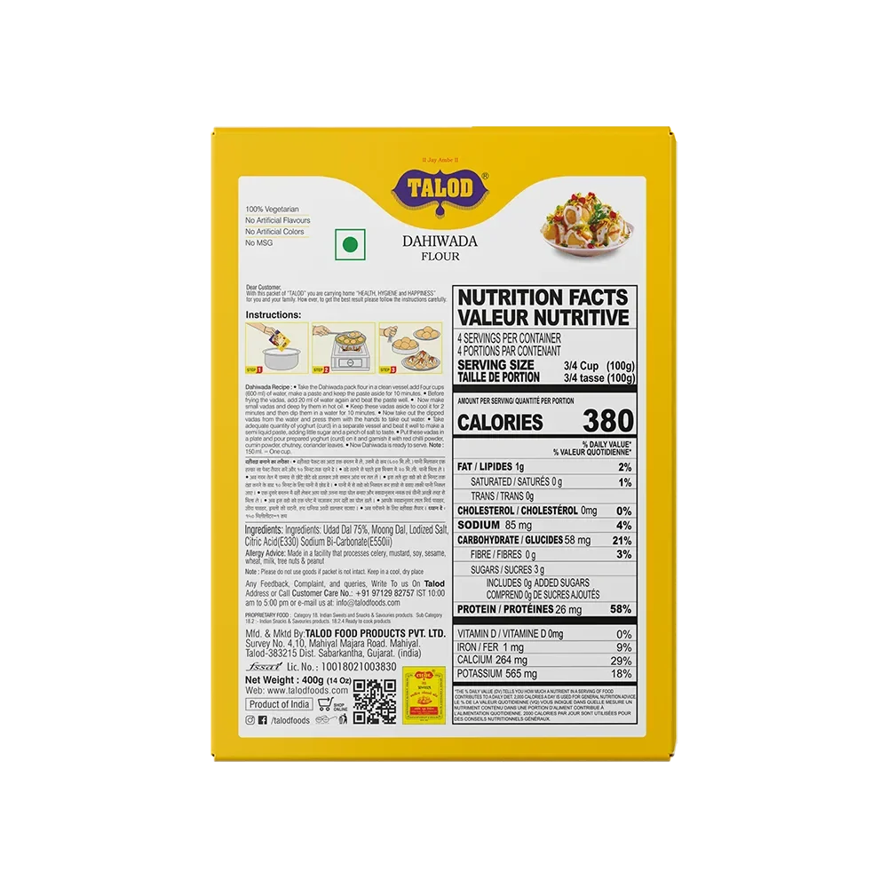 Dahiwada Instant Mix Flour – Healthy & Tasty, Makes 400g