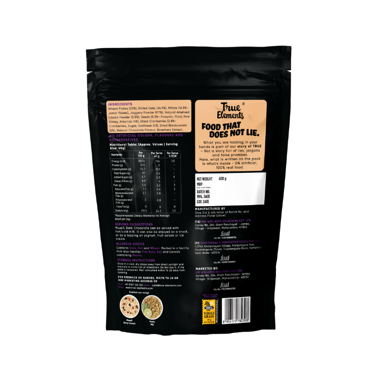 RS By True Elements Muesli Dark Chocolate 400gm