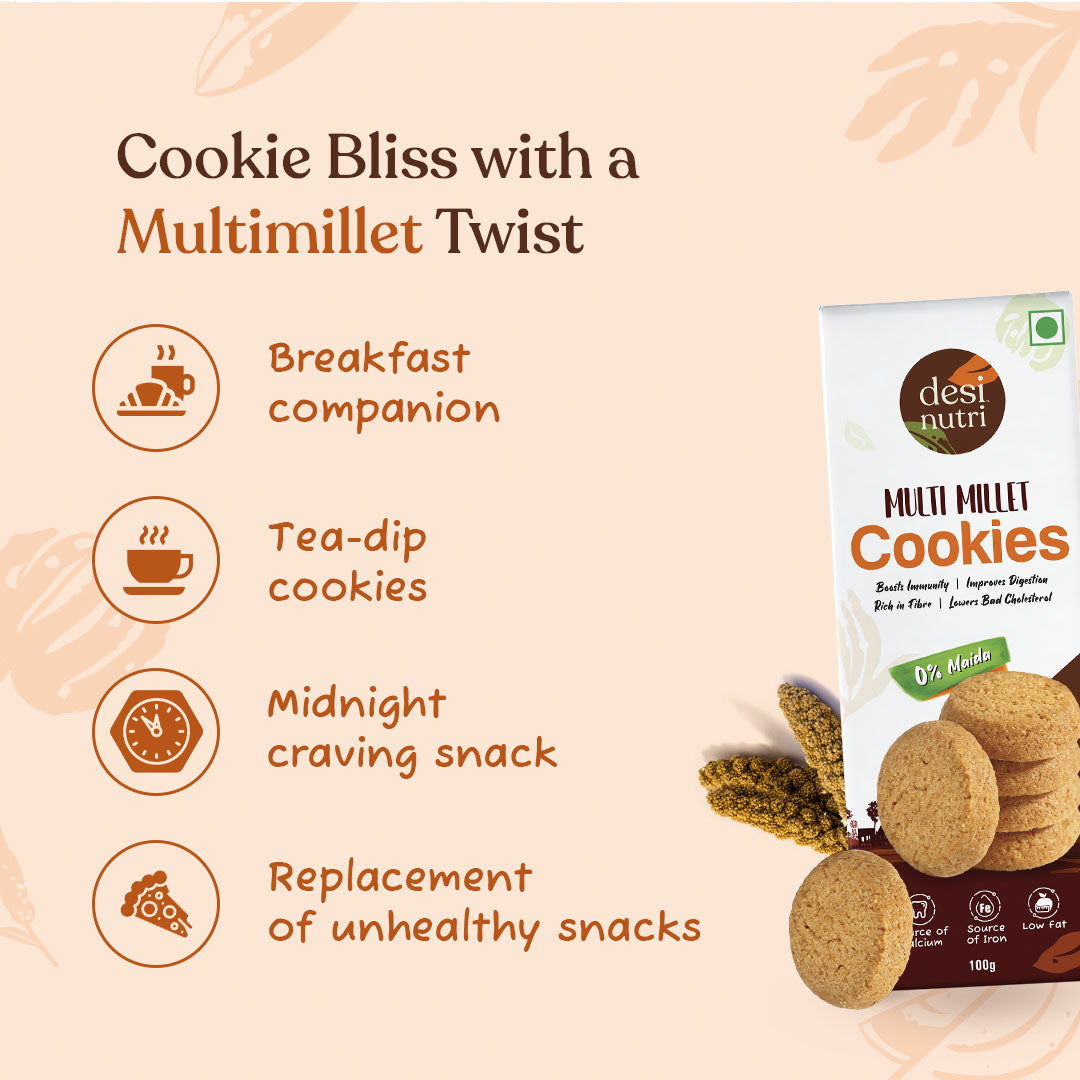 Multi Millet Cookies Pack of 3 - 100g Each