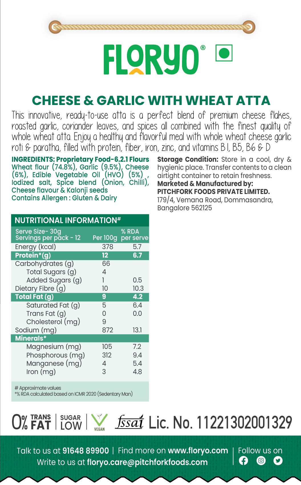 Floryo Cheese & Garlic with Wheat Atta