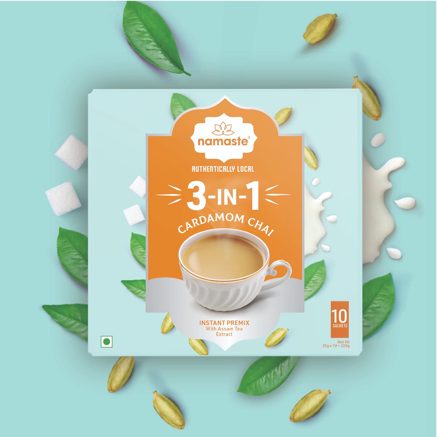 Namaste Chai Cardamom Chai (22g X 10 Sachets) - 220 gms