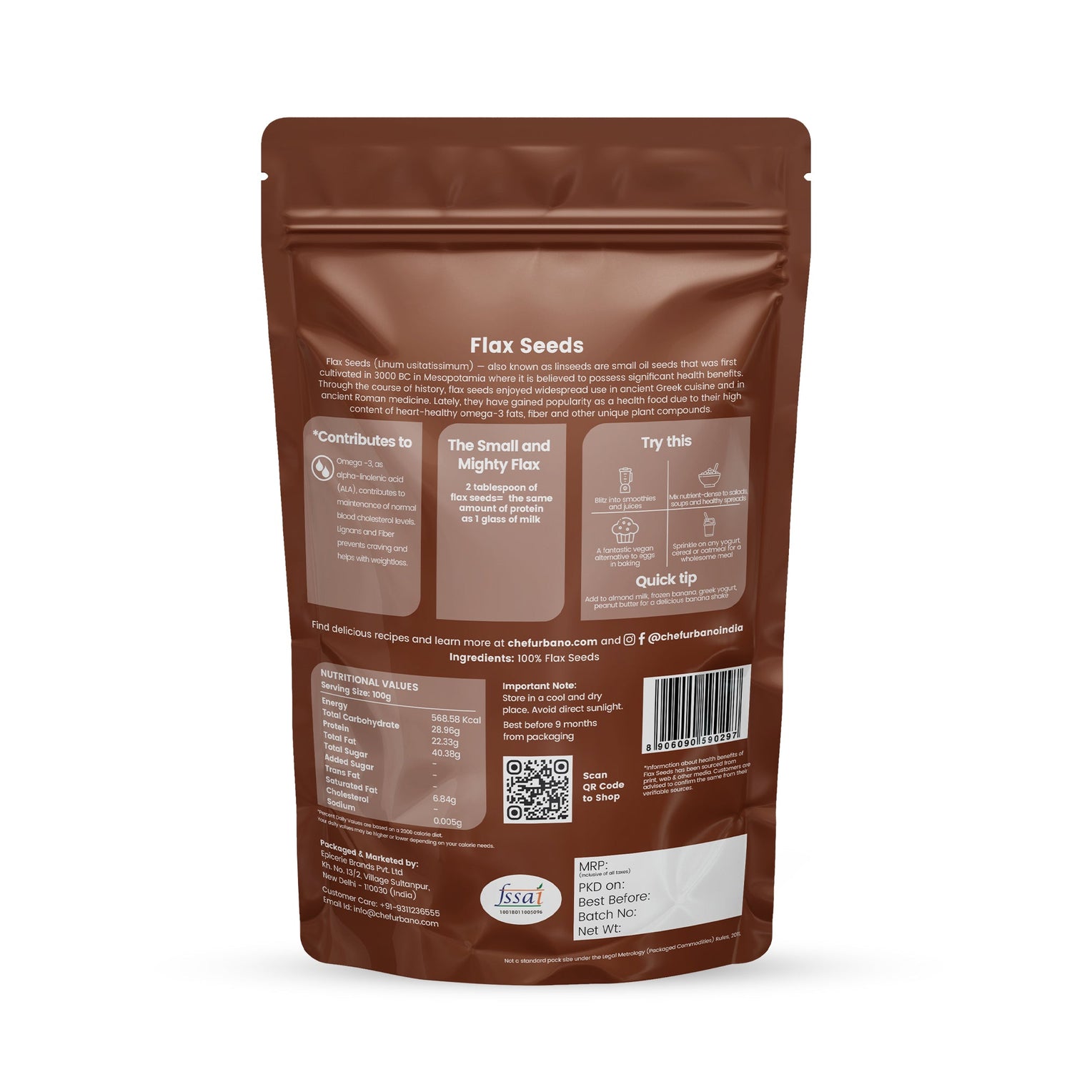 Chef Urbano Flax Seeds 300 gms