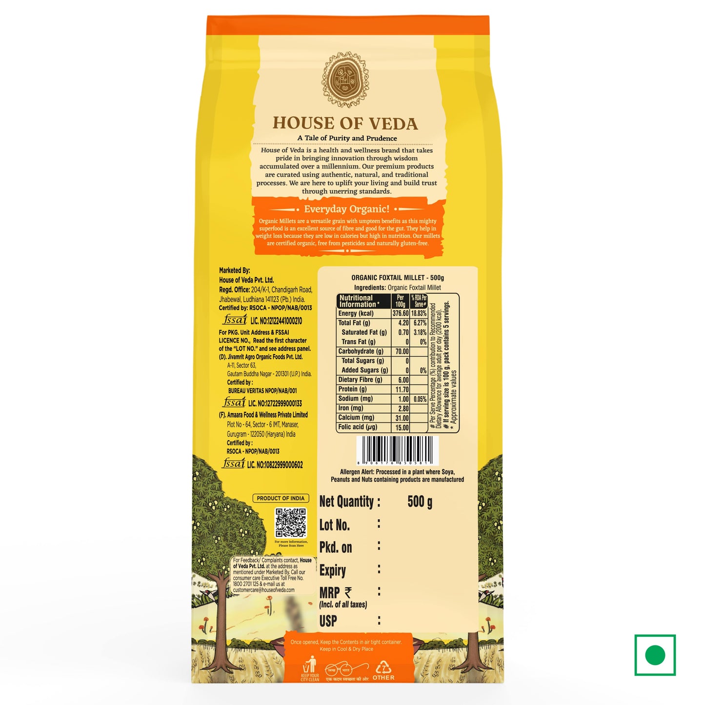 Organic Foxtail Millet 500g