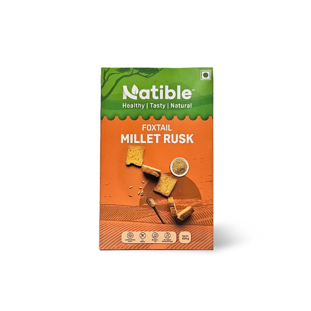 Millet Rusk Natible Foxtail Millet Rusk - 220 gms - Veeha Foods