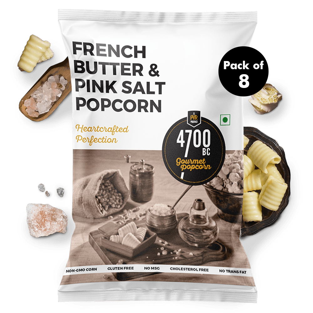 French Butter & Pink Salt Popcorn, Pouch (Pack of 8, 90g)