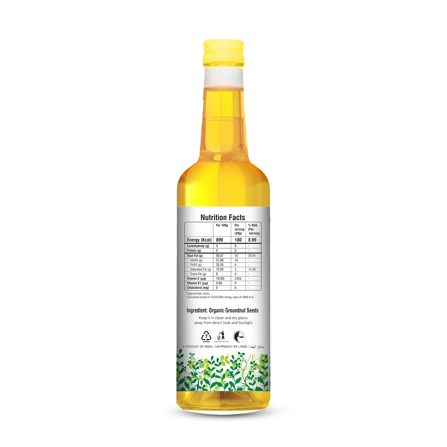 Organic Wood Cold Pressed Groundnut Oil 1 Ltr.