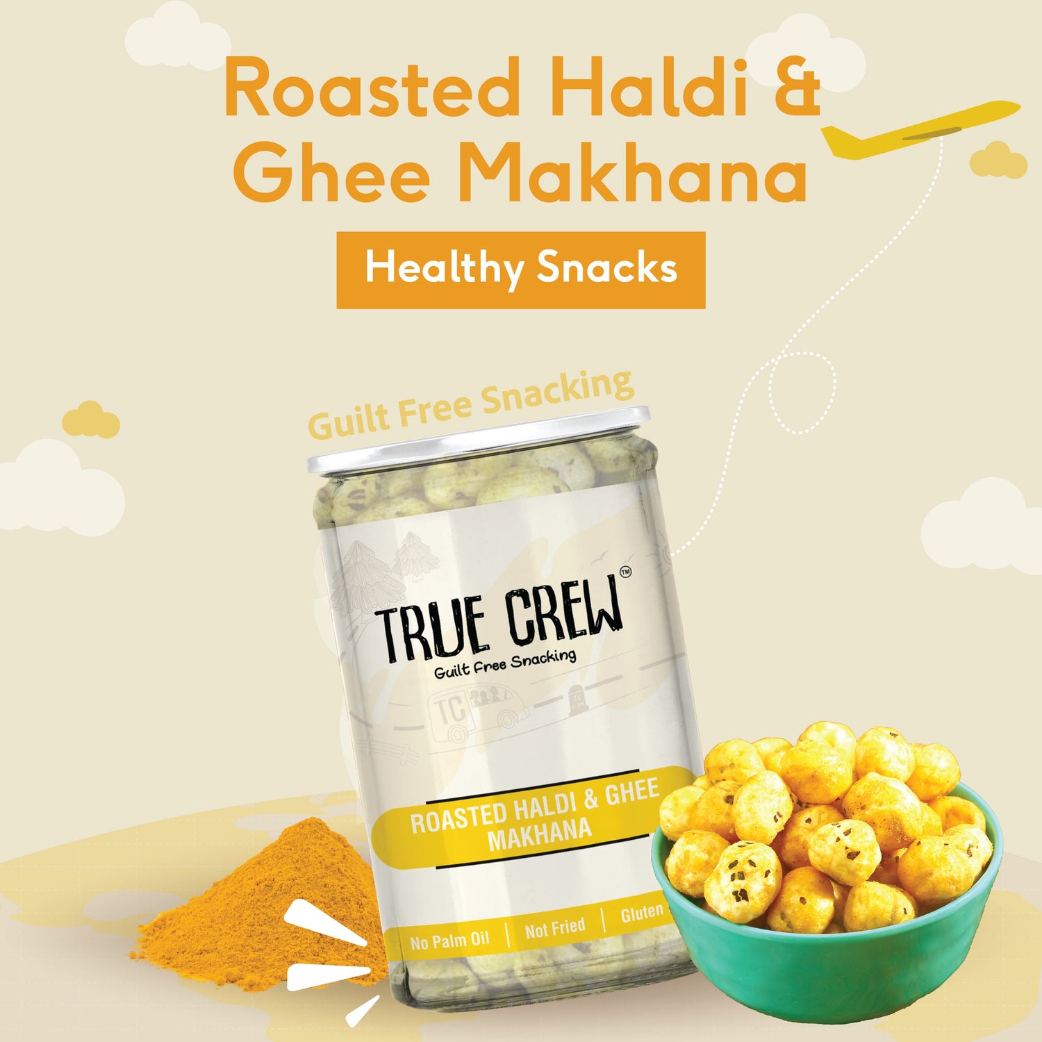 TRUE CREW Roasted Haldi and Ghee Makhana Jar 70 g