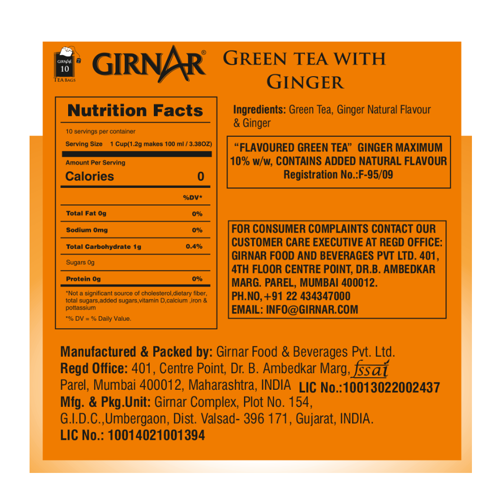 Girnar Green Tea Bags - Ginger