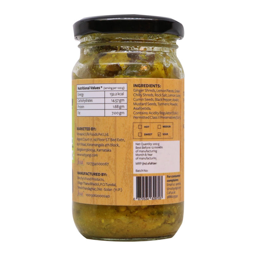 Nutty Yogi Ginger Lemon Pickle 200g