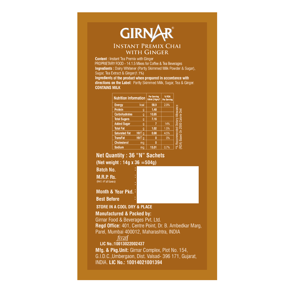 Girnar Instant Tea Premix With Ginger