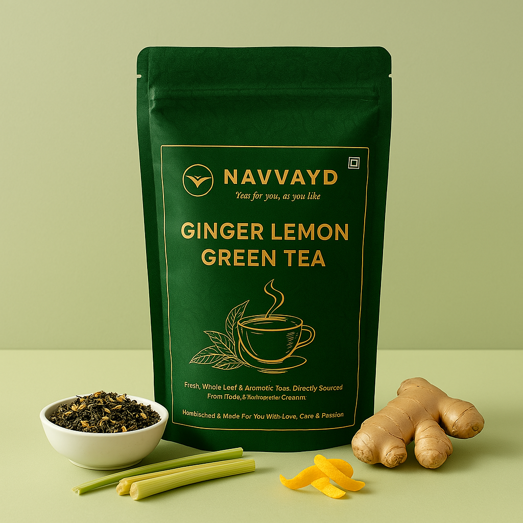 Navvayd Ginger Lemon Green Tea - 100 gms - Veeha Foods
