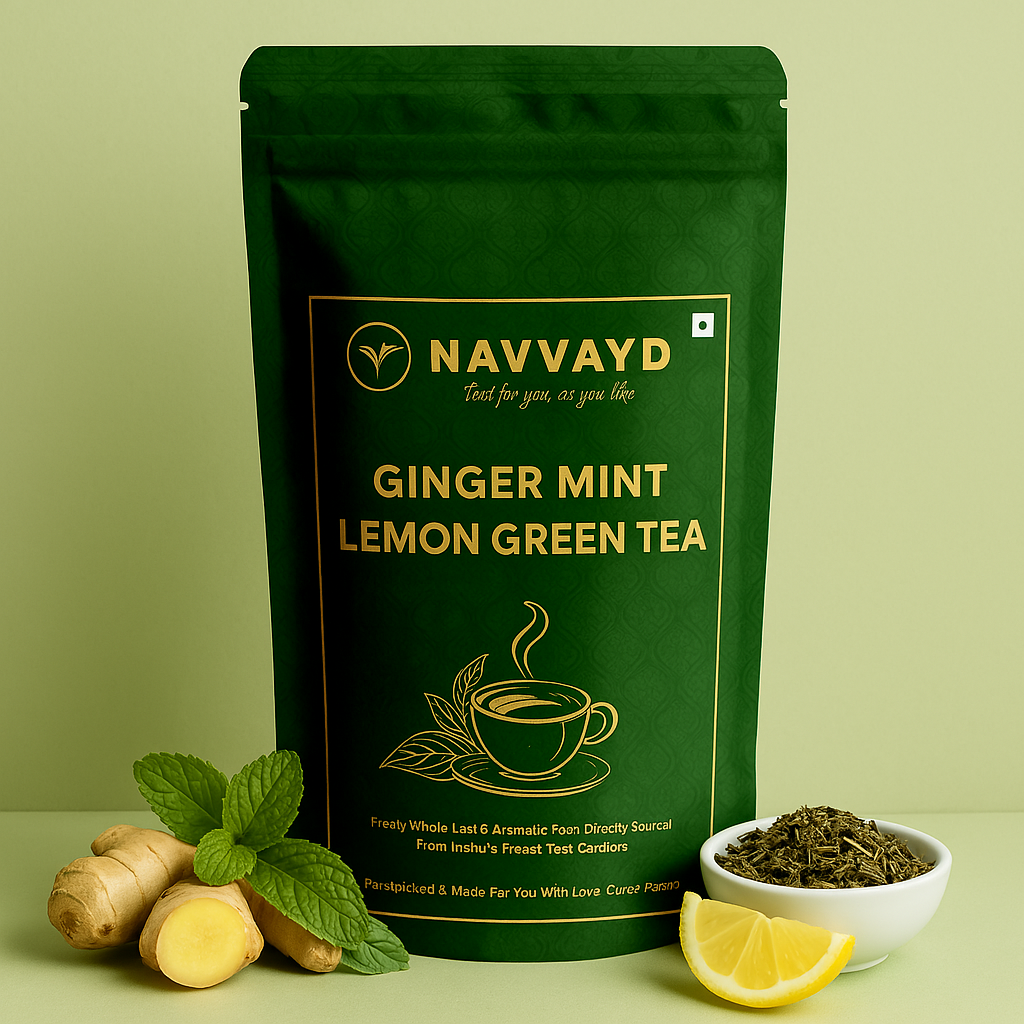 Navvayd Ginger Mint Lemon Green Tea - 100 gms - Veeha Foods
