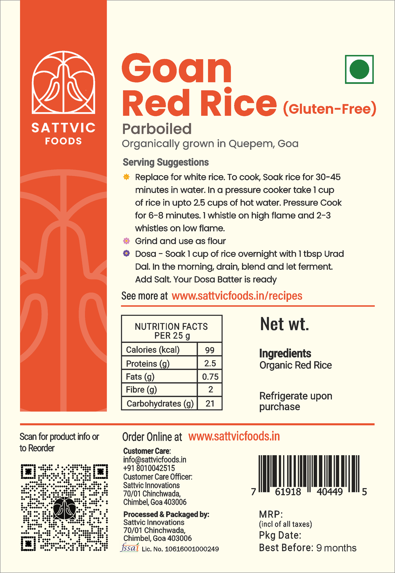 Organic Goan Red Rice | Fibre-Rich | Low GI