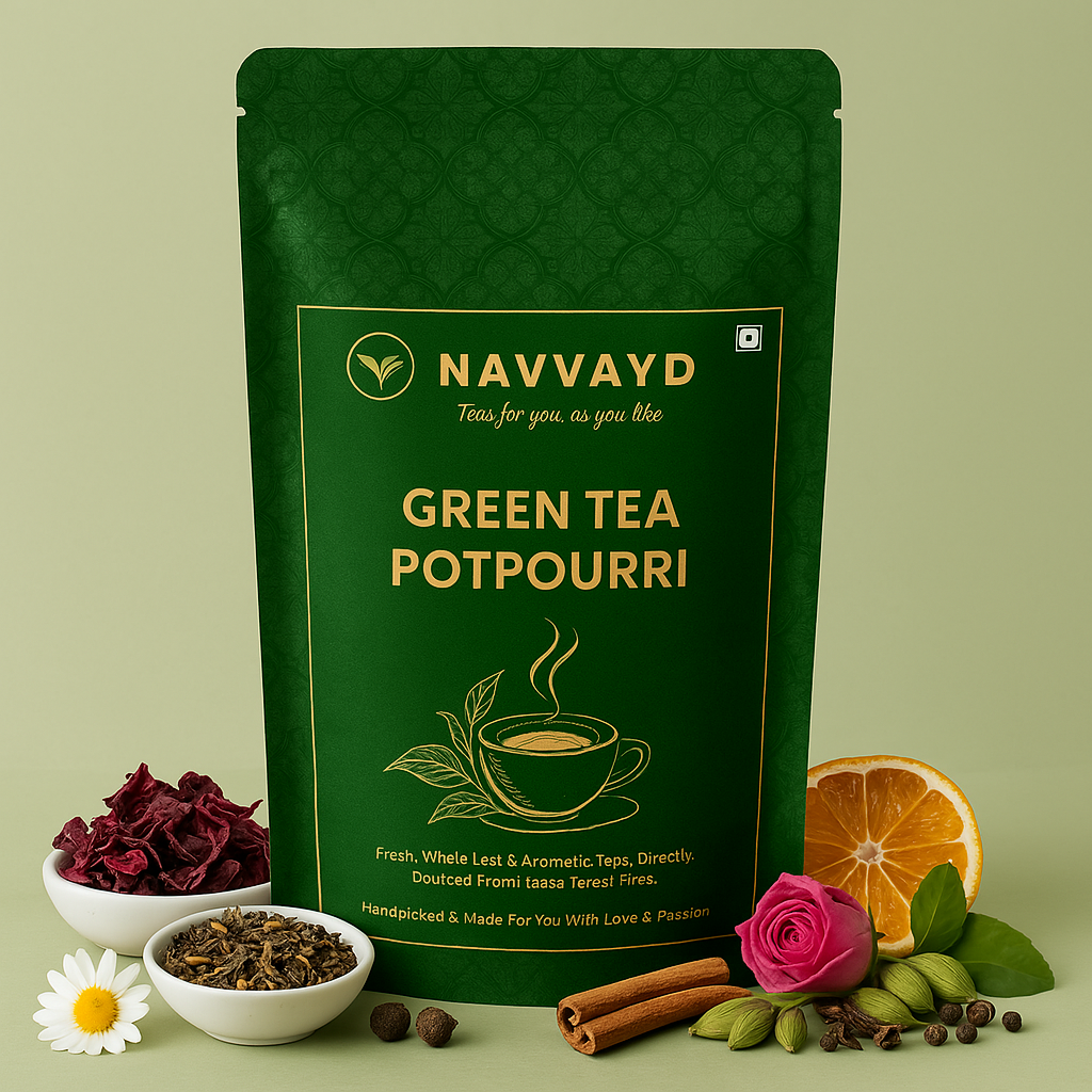 Navvayd Green Tea Potpourri - 100 gms - Veeha Foods