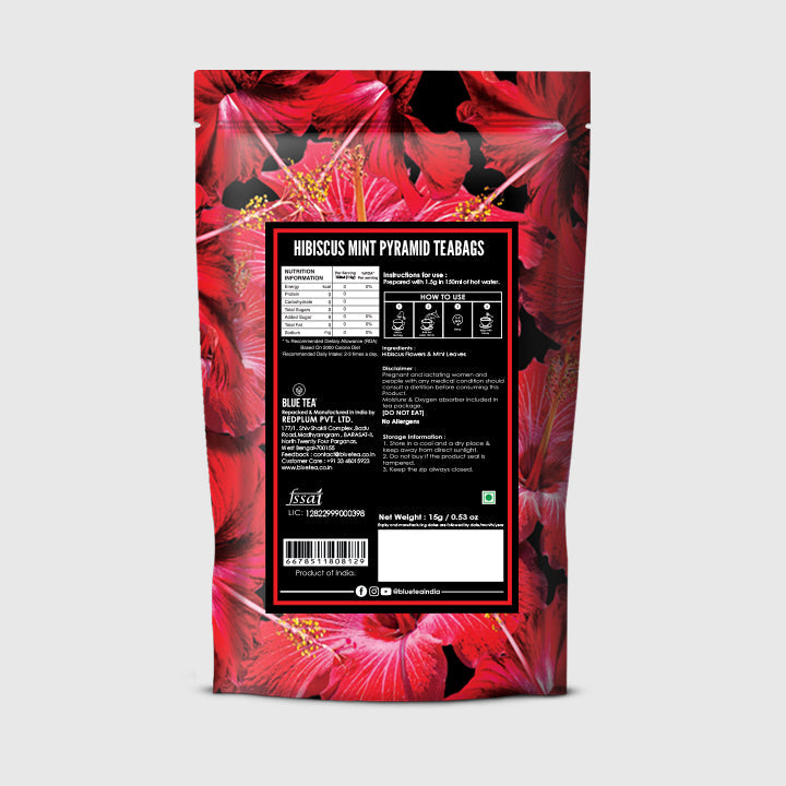 Hibiscus Mint Herbal Infusion - 10 Pyramid Teabags