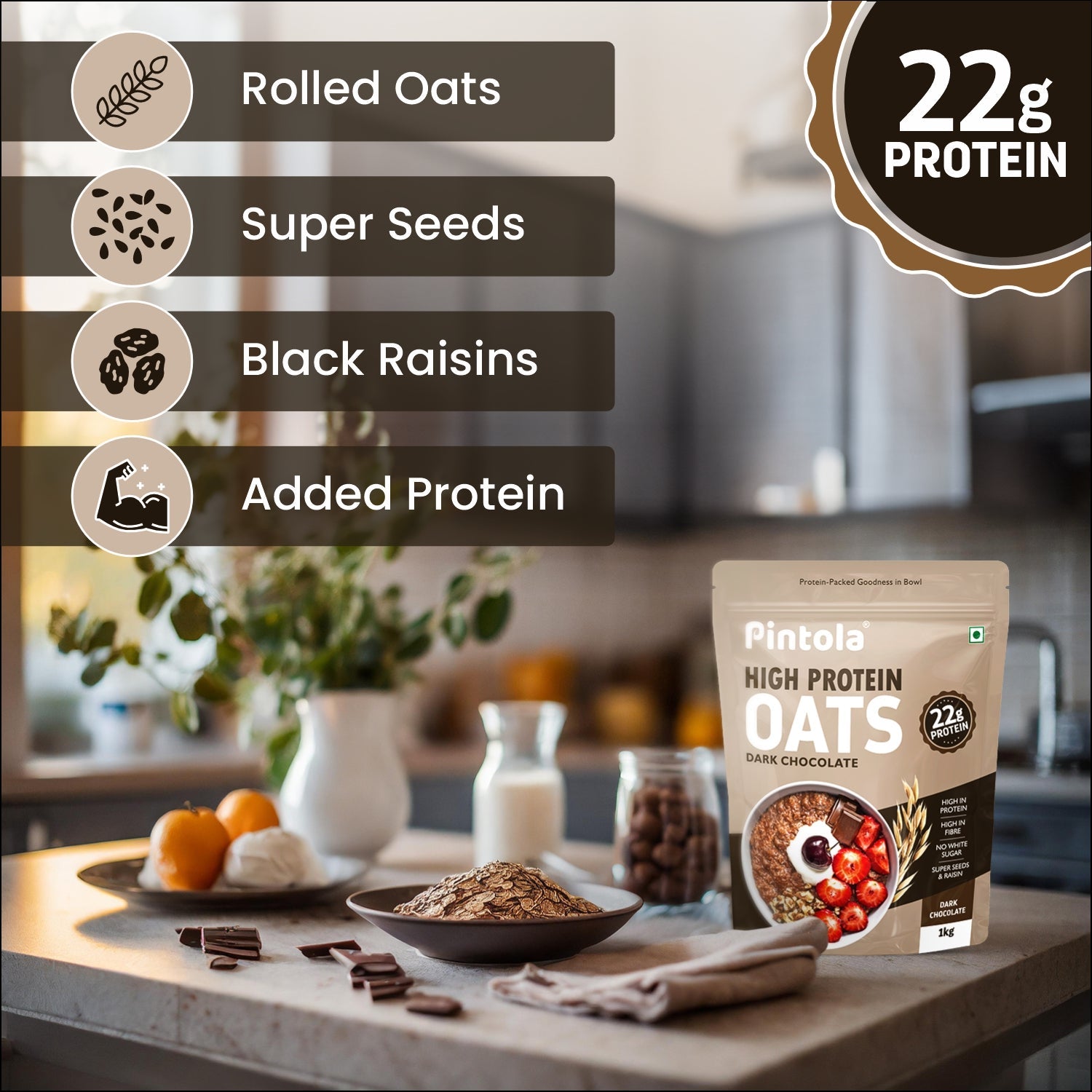 High Protein Dark Chocolate Oats