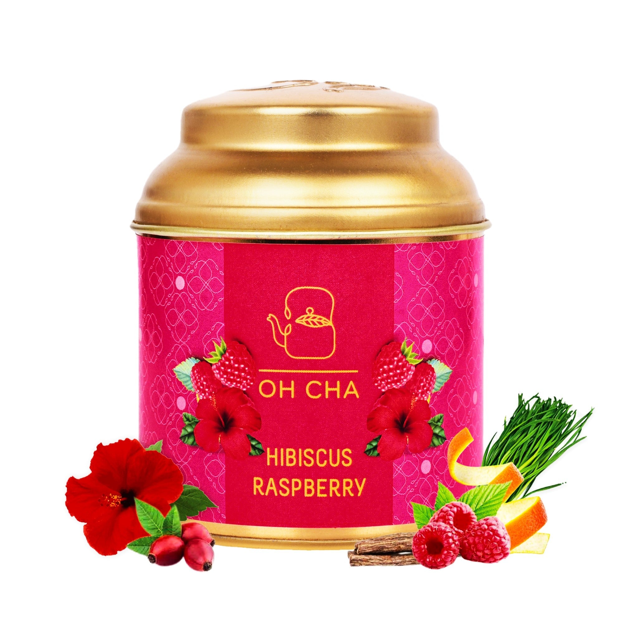 Oh Cha Hibiscus Raspberry Tea - 35 gms - Veeha Foods
