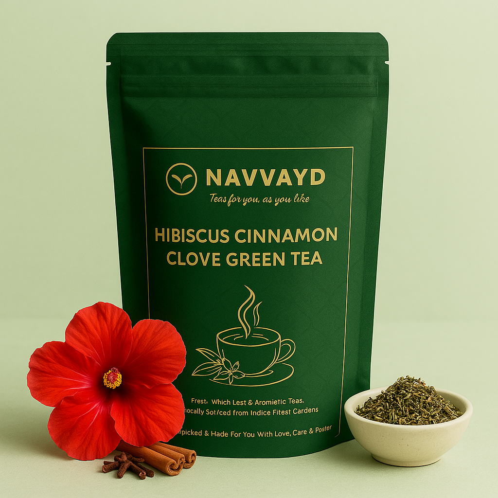 Navvayd Hibiscus Cinnamon Clove Green Tea - 100 gms - Veeha Foods