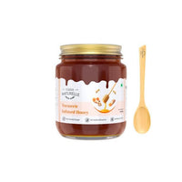 Turmeric Infused Honey | 100% Pure Honey | Wooden Spoon| Raw, Natural, Unprocessed & Unheated Honey | Lab Tested Honey in Glass Bottle.