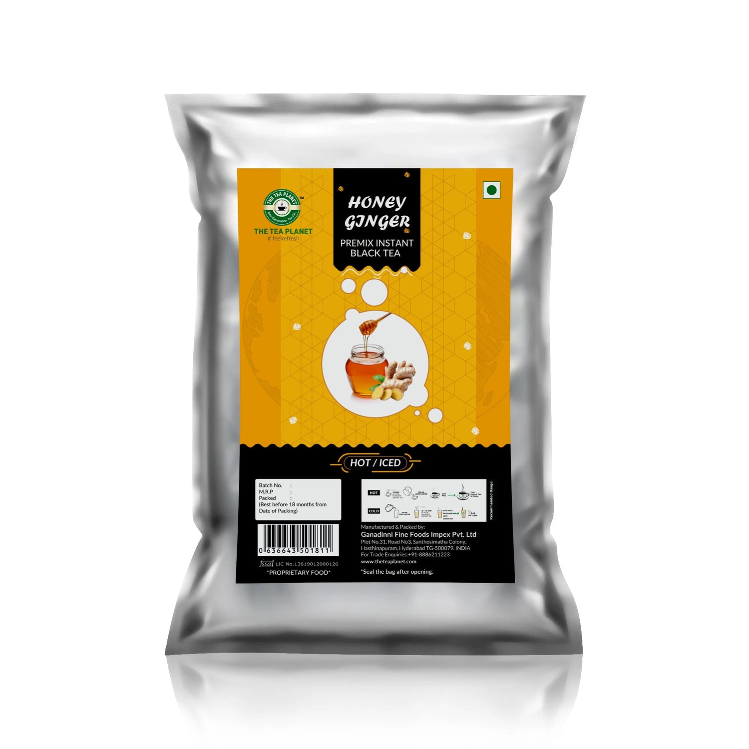 Honey Ginger Flavored Instant Black Tea - 1kg