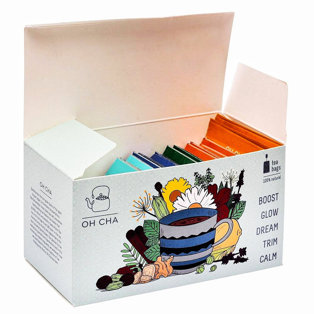 Oh Cha Assorted Teabags Box - Wellness Green Teas - 20 Tea Bags - Veeha ...