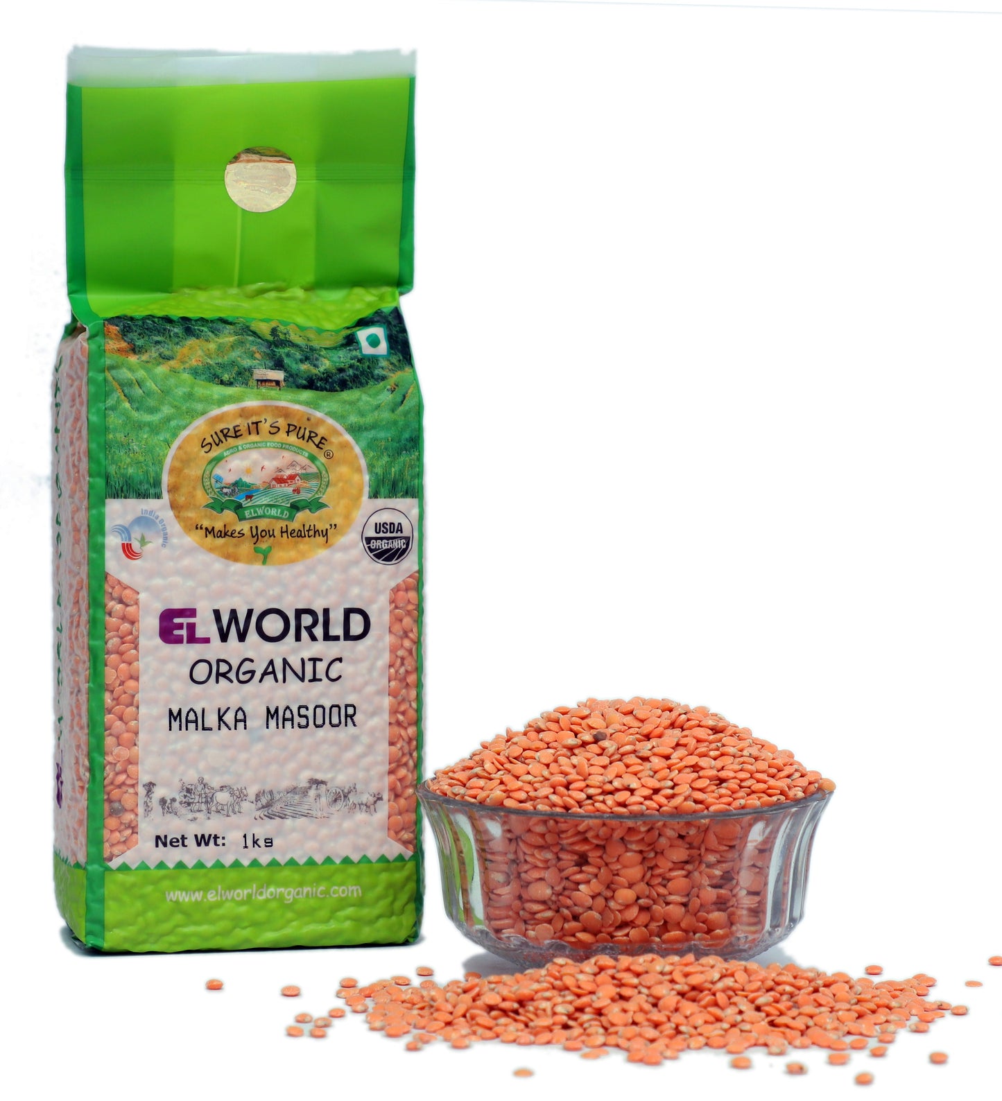 Elworld Agro & Organic Food Products Red Lentil Malka Masoor