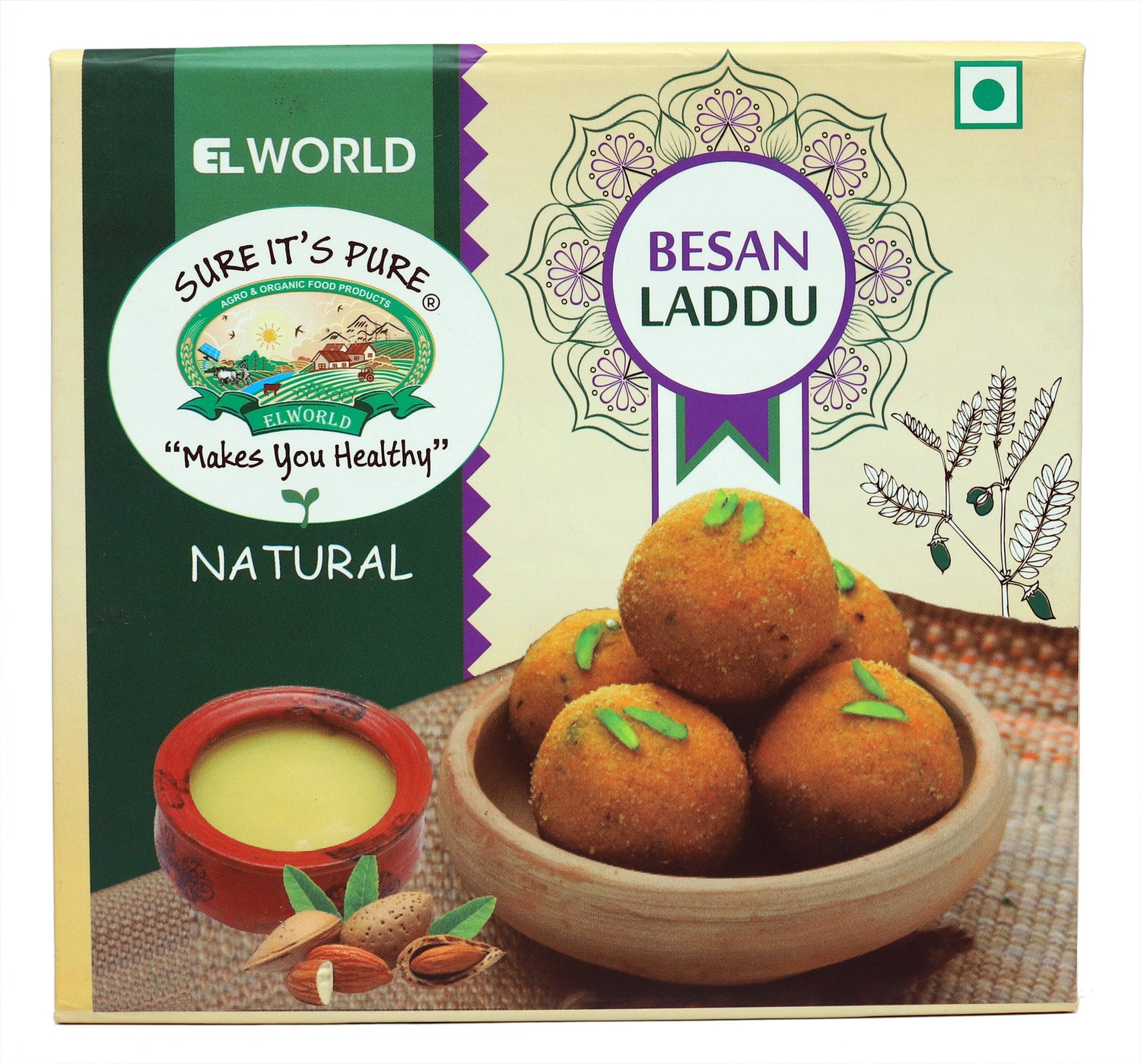 Elworld Agro & Organic Food Products Besan Ladoo(Natural) 300 g