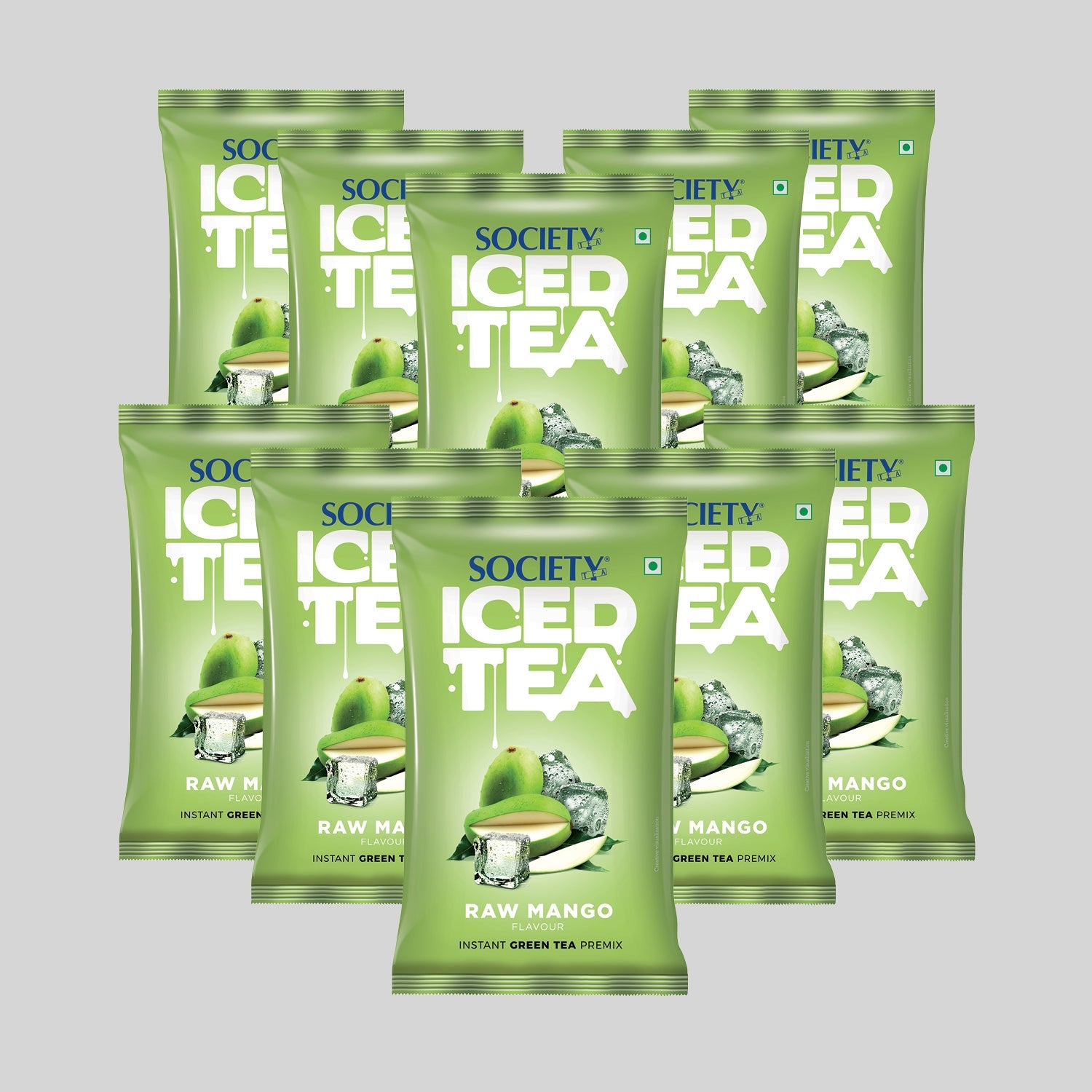 Society Iced Premix Tea Raw Mango Green 100g Pouch - Pack of 10