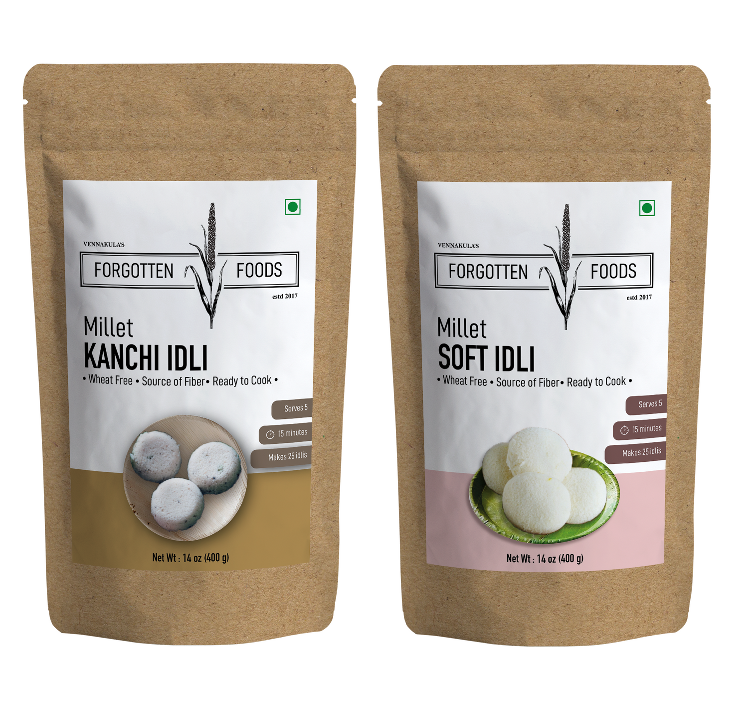 FORGOTTEN FOODS Instant Millet Idli Batter Combo - Kanchi idly and Soft Idly