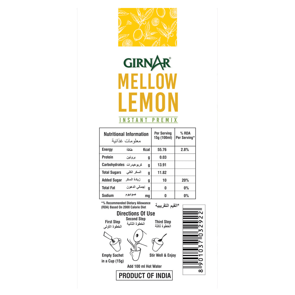 Mellow Instant Girnar Instant Premix Mellow Lemon - 10 Satchets - Veeha Foods