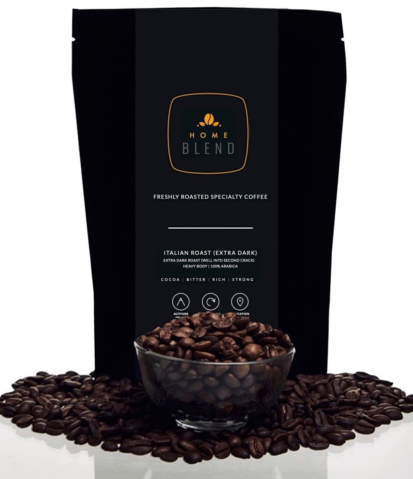 Ground Coffee - Italian Roast (Extra Dark Roast) 100% Arabica - Pack of 250g