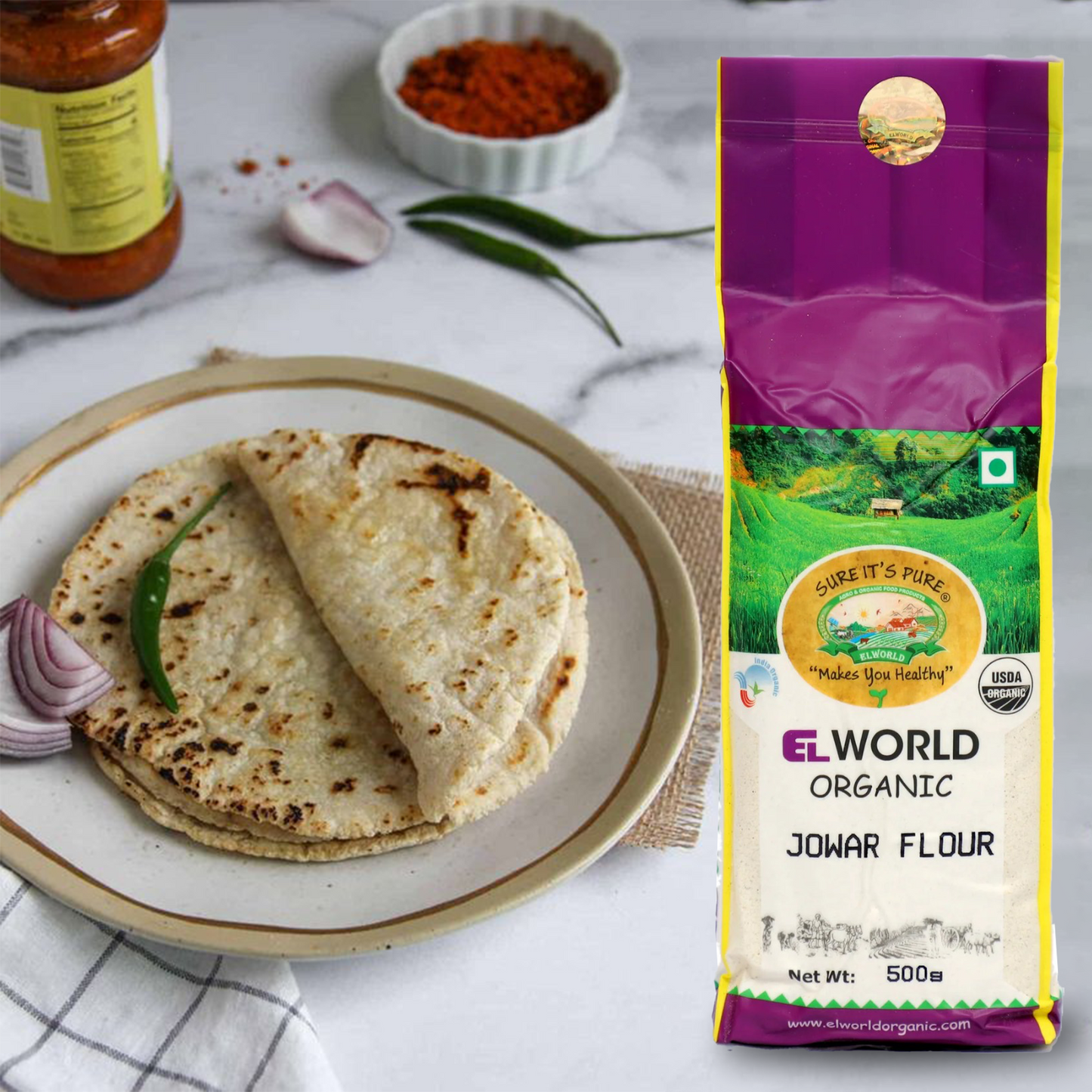 Elworld Agro & Organic Food Products Jowar Flour 500 g