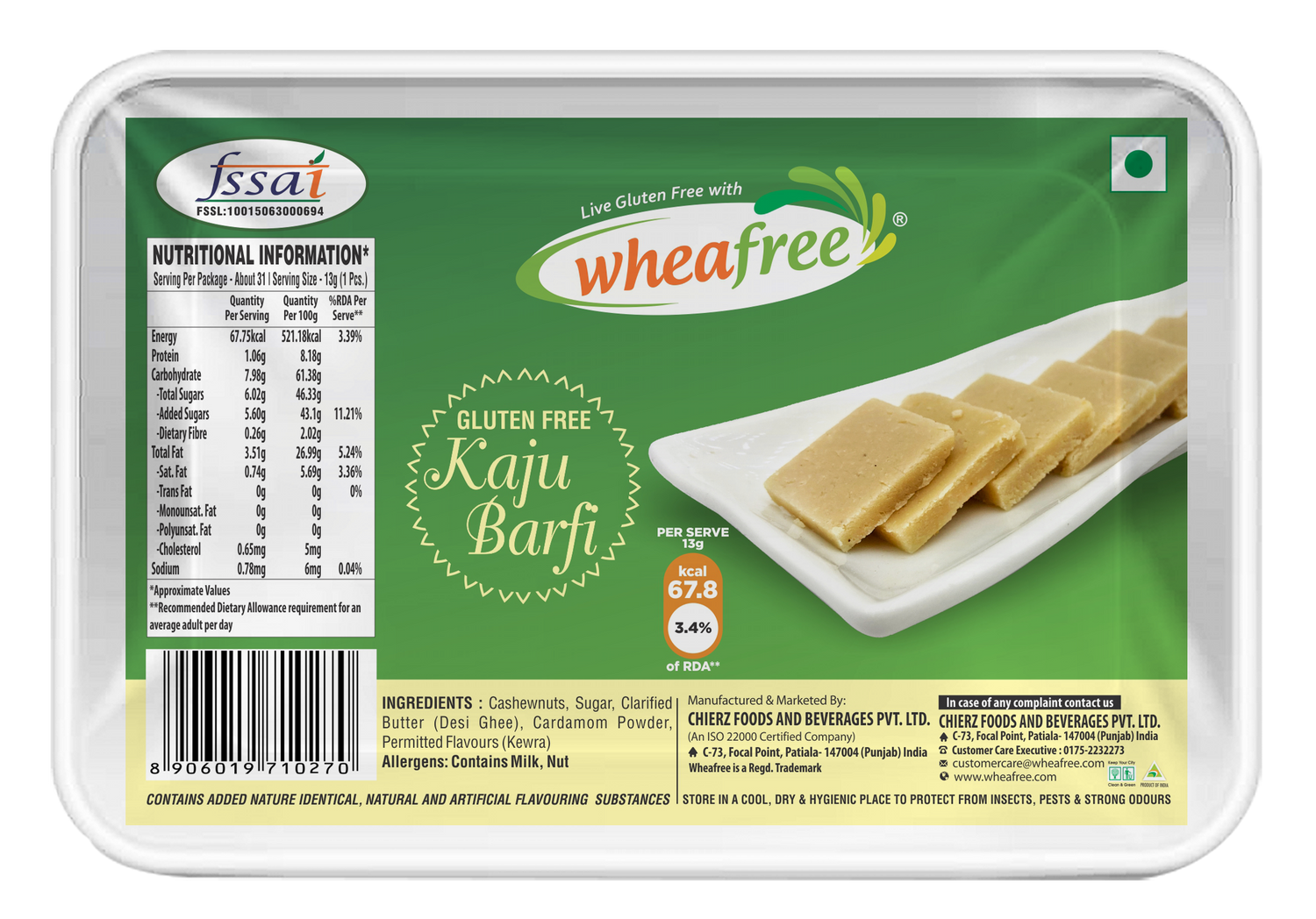 Gluten Free Kaju Barfi- 400g