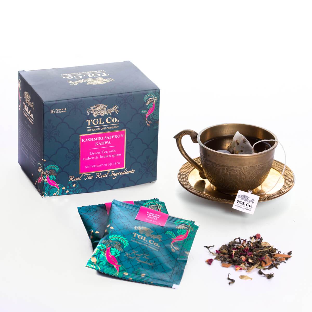 Kashmiri Saffron Kahwa Green Tea - Bags / Loose Leaf