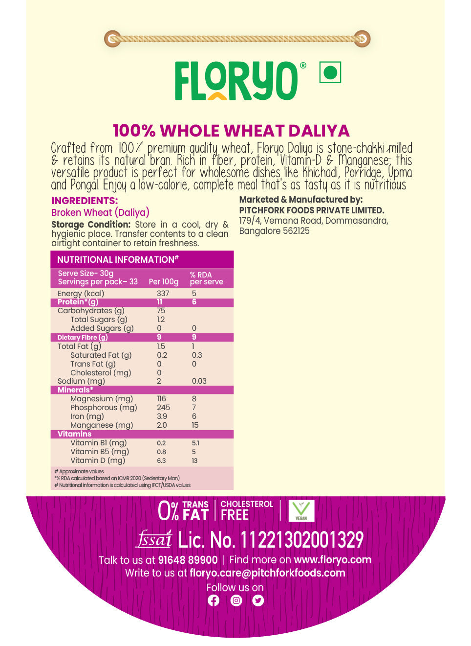 100% Whole Wheat Daliya