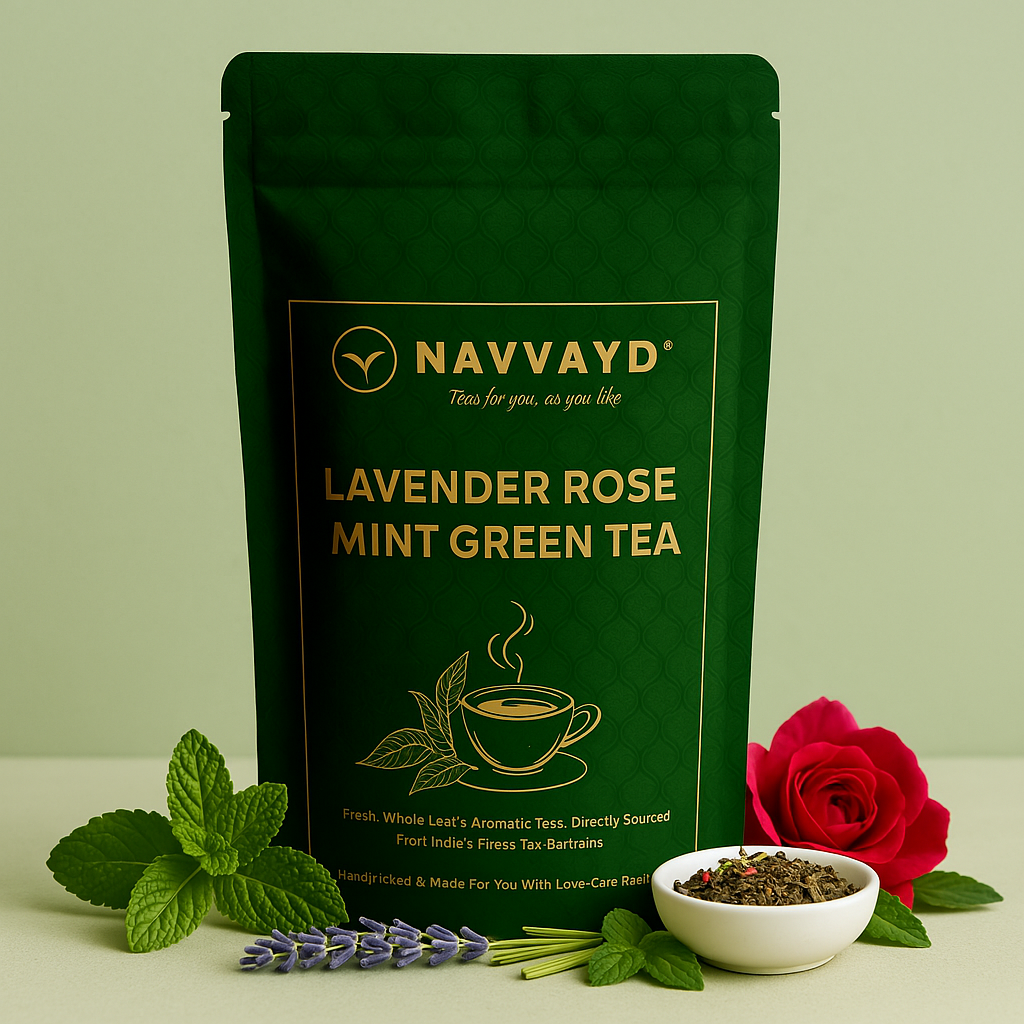 Navvayd Lavender Rose Mint Green Tea - 100 gms - Veeha Foods