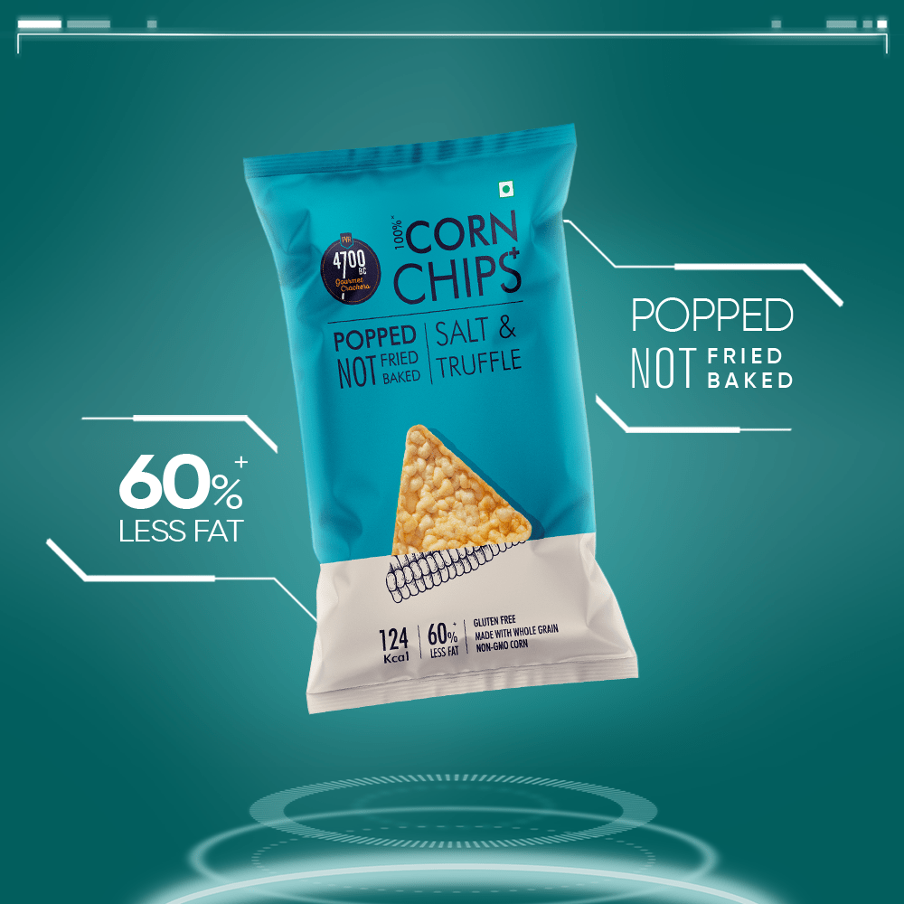 Chips+, Salt & Truffle, Popped, 100% Corn-Based (Pack of 6, 55g)