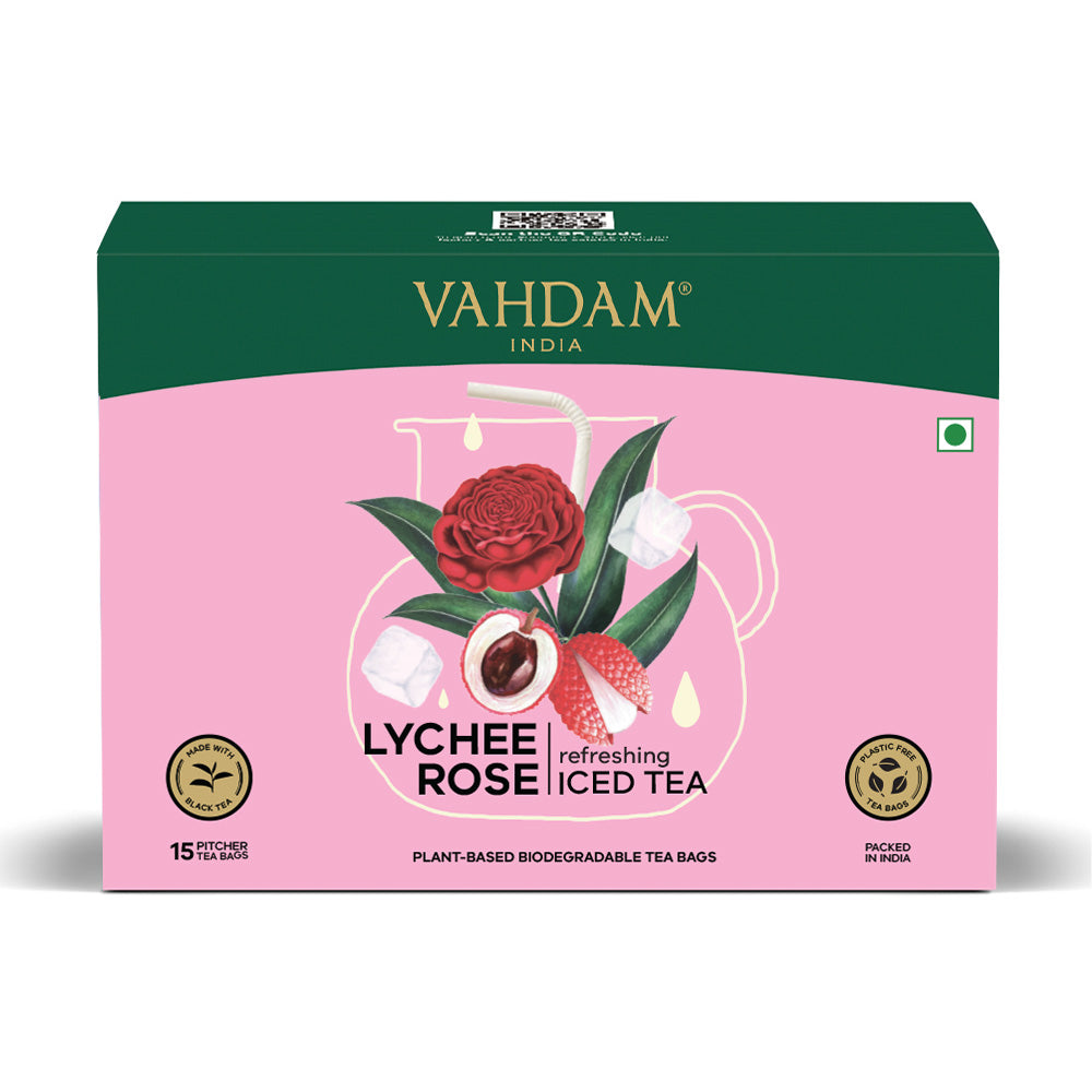 Vahdam Lychee Rose Iced Tea - 15 Pitcher Tea Bags - Veeha Foods