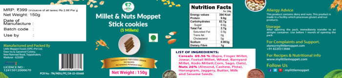 Millets and Nuts Moppet Cookies (150G)