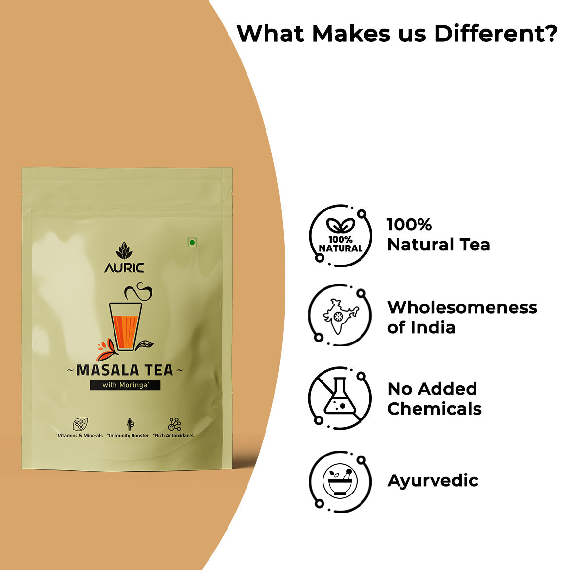 Auric Masala Tea - Kadak Masala Chai Powder with Moringa