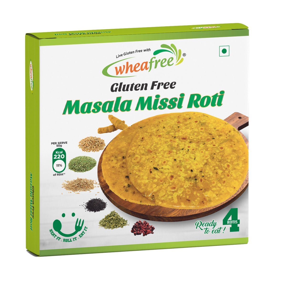 Gluten Free Ready to Eat Masala Missi Roti (4pcs)