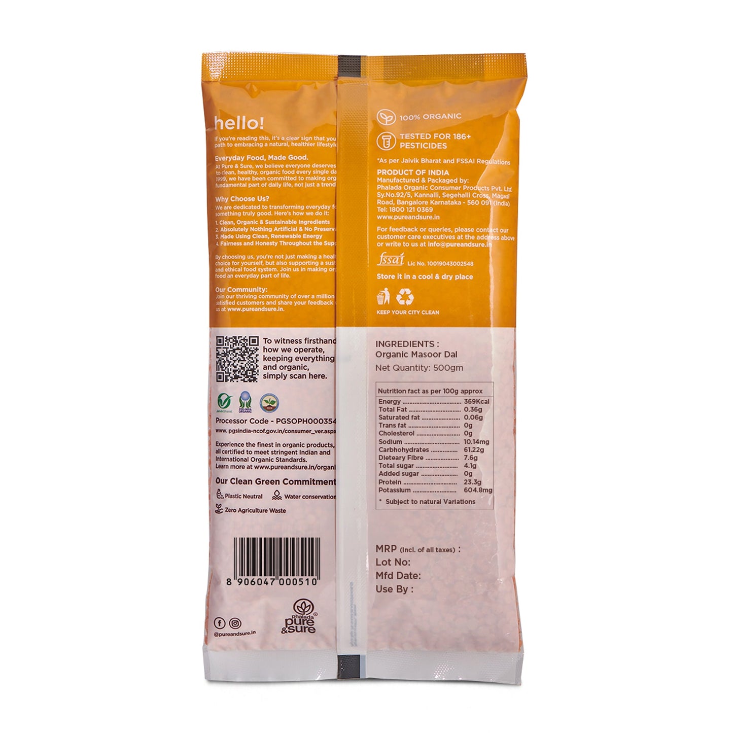 Organic Masoor Dal-500g