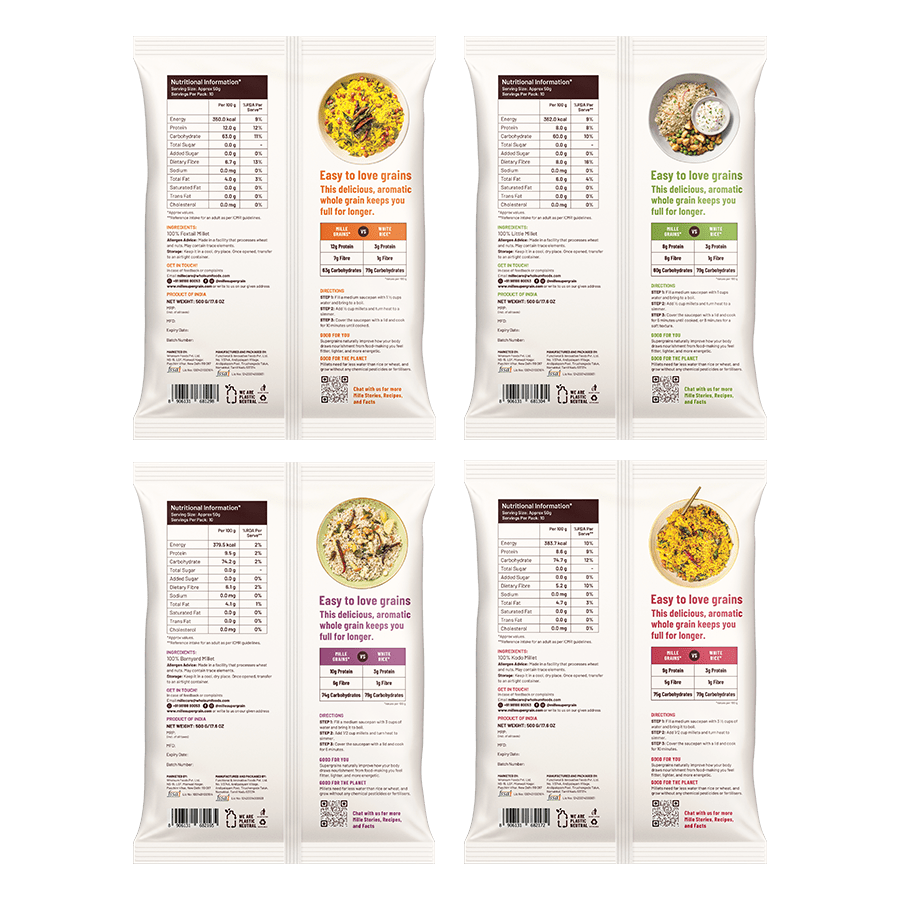 Mille Rice Slurrp Farm Mille All Grains Combo (Rice Substitute) - Pack of 4 ...