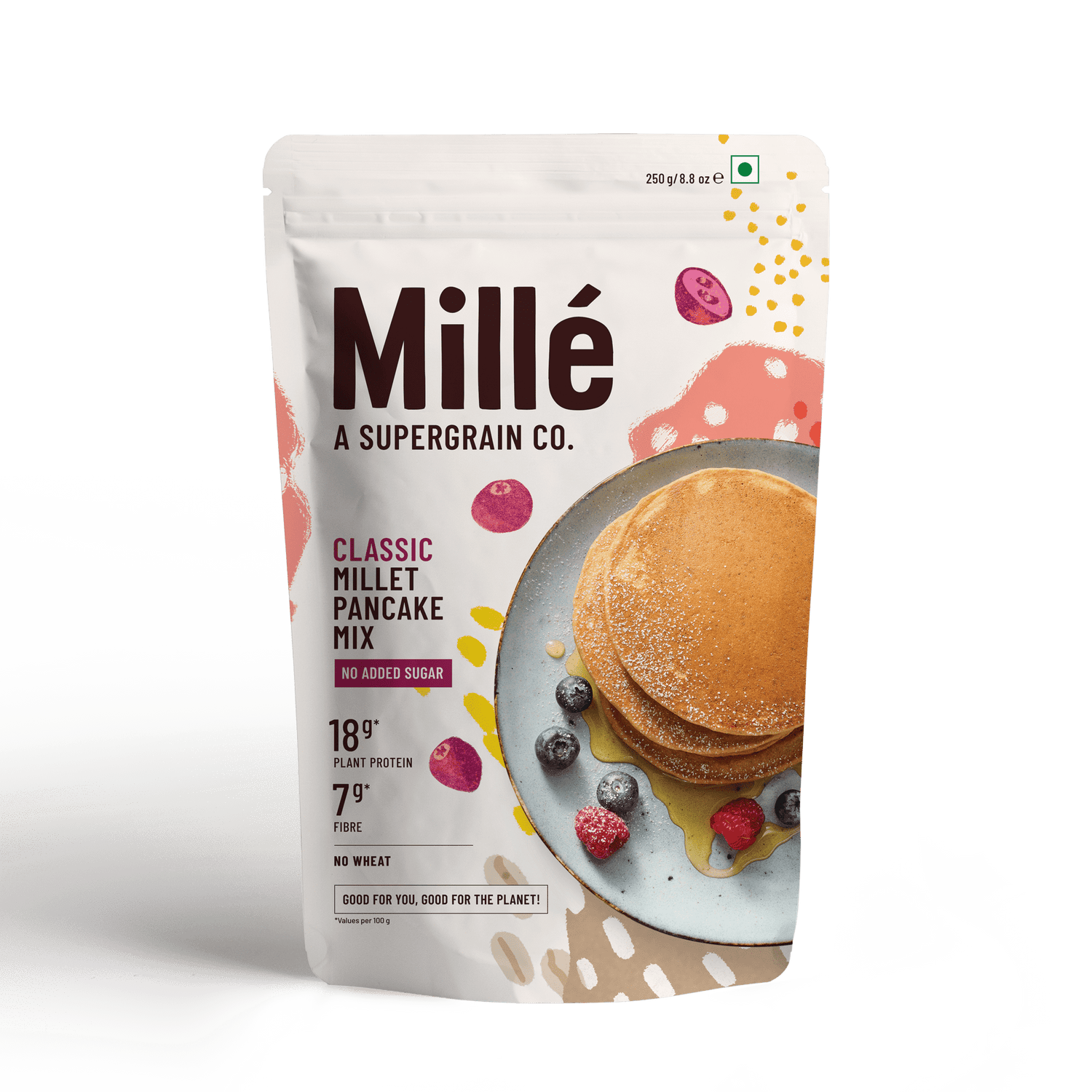 Zero Sugar Guilt-Free Breakfast & Dessert | Classic Millet Pancake (Mung + Pea Protein) Mix