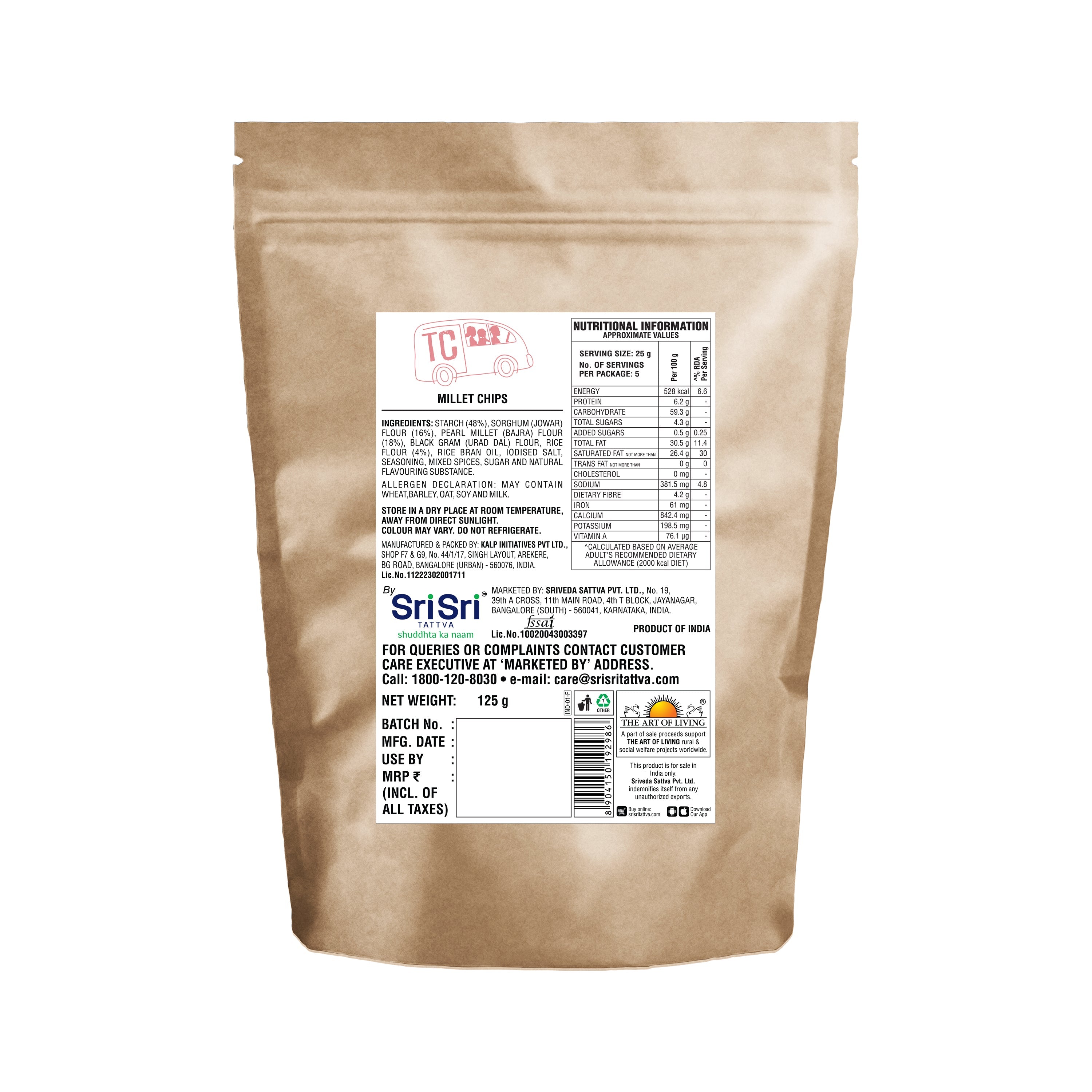 TRUE CREW - Millet Chips, 125 g