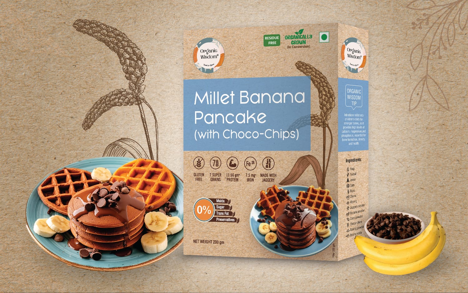 Millet Banana Pancake (With Choco-Chips)