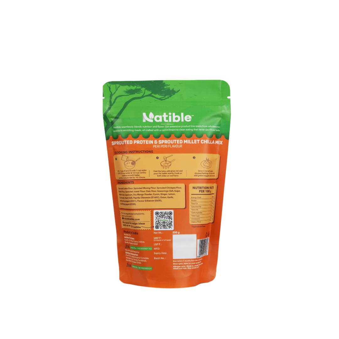 Sprouted Protein and Sprouted Millet Chilla Mix Combo- Peri Peri Flavor